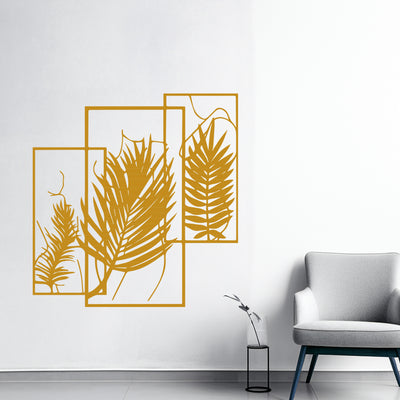 Tropical Palm Metal Leaf – Trio Frame Wall Art