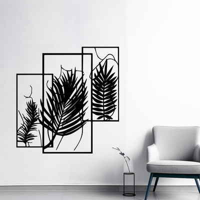 Tropical Palm Metal Leaf – Trio Frame Wall Art