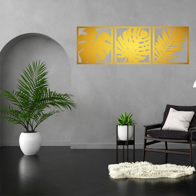 Tropical Leaf Trio – Modern Metal Wall Art