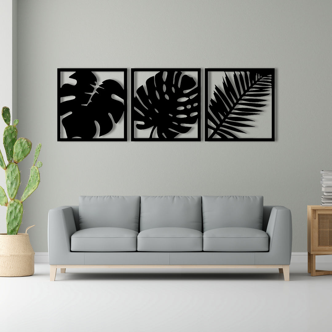 Tropical Leaf Trio – Modern Metal Wall Art