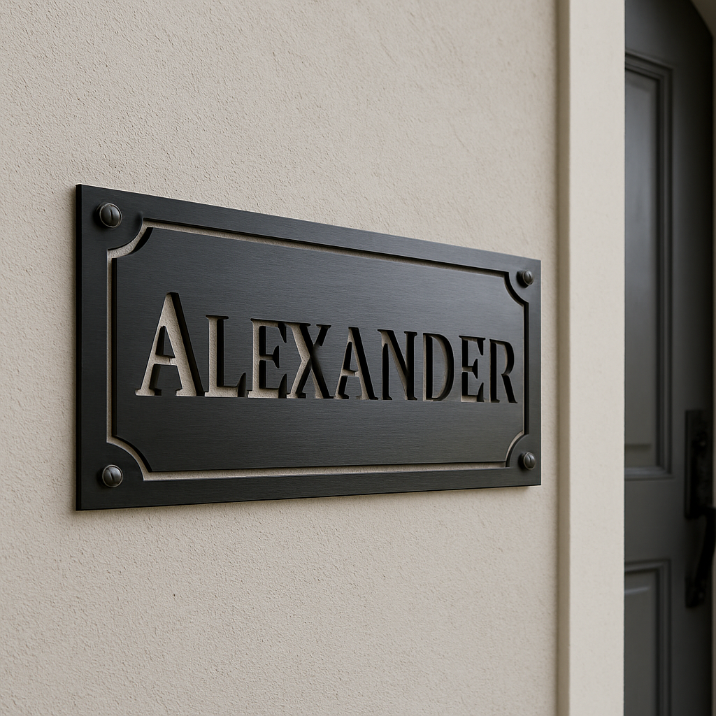Single Sheet Black Metal Name Plate
