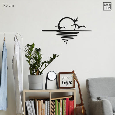 Sunset with Birds – metal Wall Art