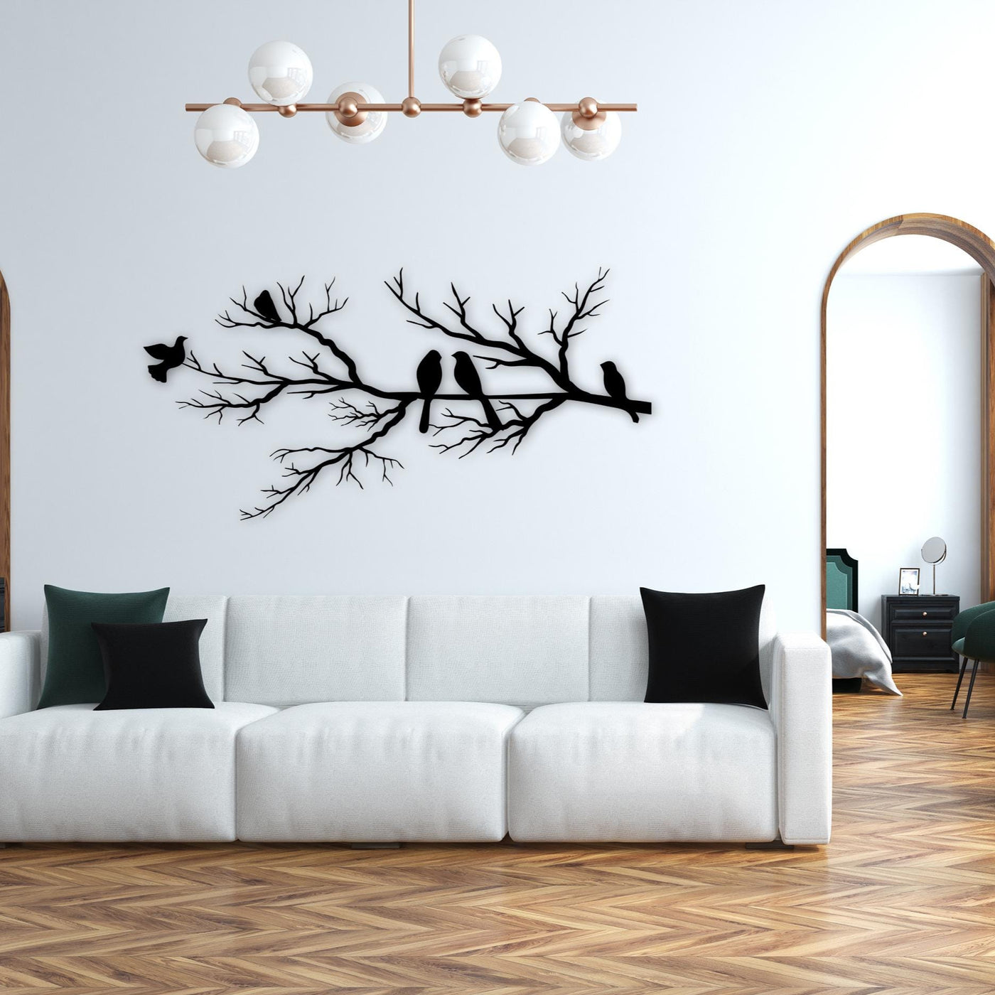Birds on Branch Metal Wall Art