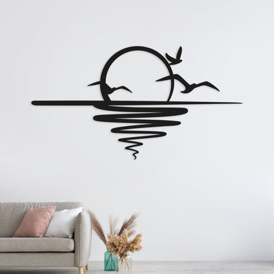 Sunset with Birds – metal Wall Art