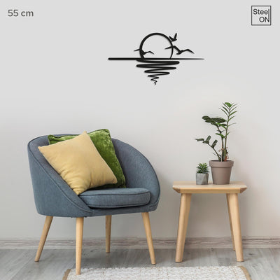 Sunset with Birds – metal Wall Art
