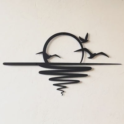 Sunset with Birds – metal Wall Art